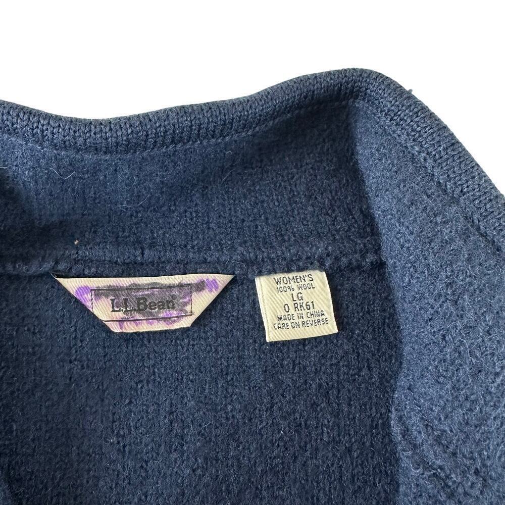 Vintage L.L.Bean 100% Wool Button Front Jacket Women’s Large Navy Blue Heritage - Picture 3 of 10